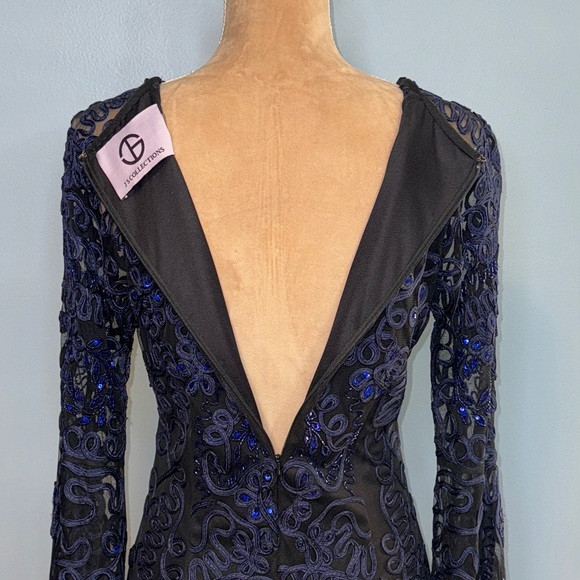 JS Collections Blue Lace Bell Sleeve Women’s Cocktail Dress Size 8 - Picture 12 of 15